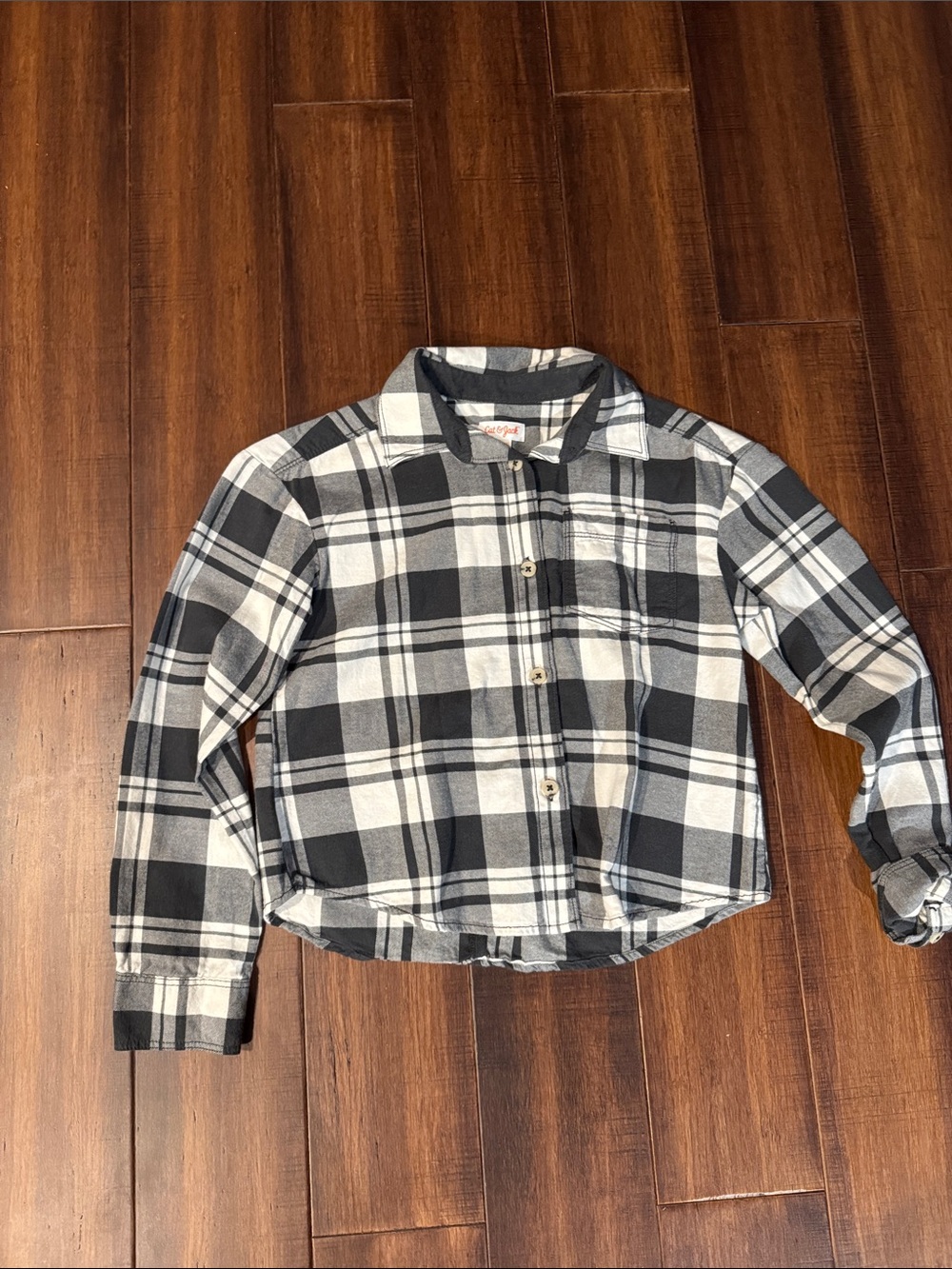 Cat & Jack Black and White Plaid Button-Down Shirt